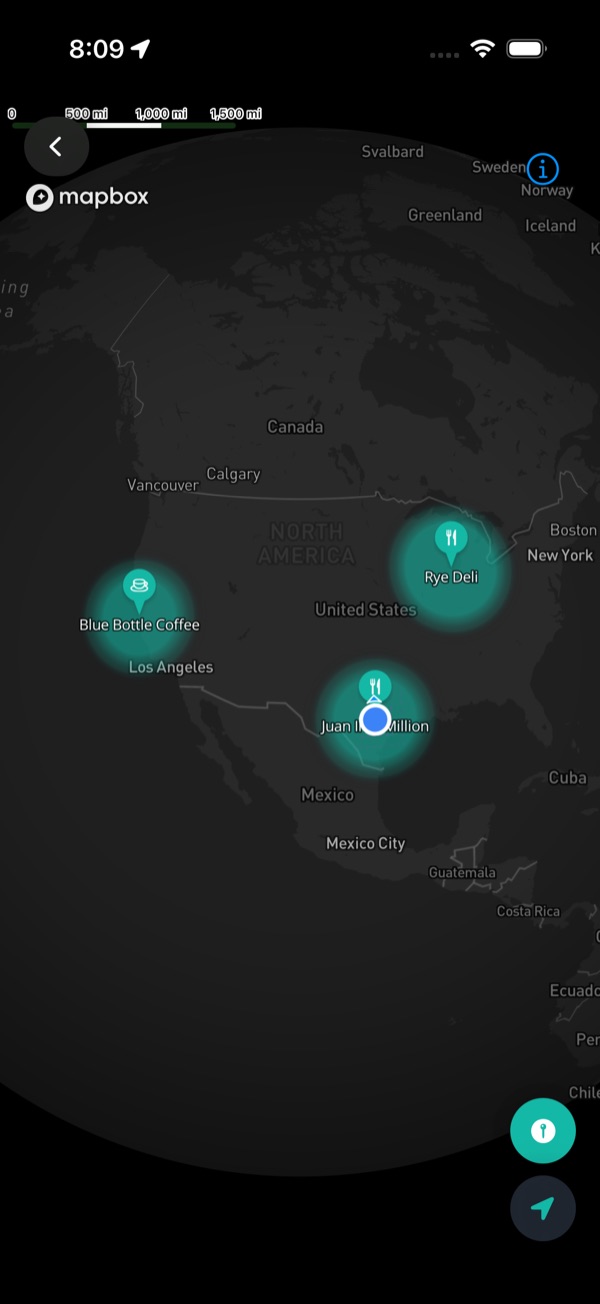 Map view showing your check-ins around the world